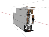 Mẫu sketchup nhà phố 3 tầng 4.5x15.5m