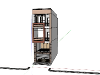 Mẫu sketchup nhà phố 3 tầng 4.5x15m