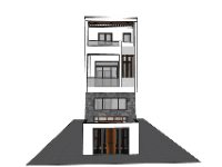 Mẫu sketchup nhà phố 3 tầng 5x11.8m