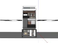 Mẫu sketchup nhà phố 3 tầng 5x15.8m