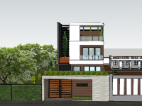 Mẫu sketchup nhà phố 3 tầng 6x15m