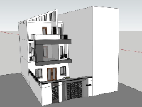 Mẫu sketchup nhà phố 3 tầng 7.5x11.2m