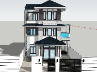 nhà phố 3 tầng,su nhà phố,sketchup nhà phố 3 tầng,nhà mái nhật,nhà phố mái nhật