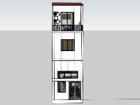 Mẫu sketchup nhà phố 4 tầng 3.6x5.9m