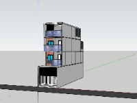 nhà phố 4 tầng,file sketchup nhà phố 4 tầng,mẫu nhà phố hiện đại