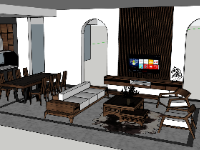 Mẫu sketchup nội thất phòng khách mới nhất