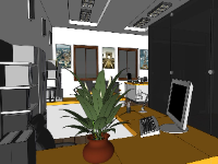 nội thất phòng làm việc,phòng làm việc sketchup,sketchup nội thất hiện đại,model 3d phòng làm việc