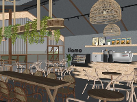 Mẫu sketchup quán cafe tiamo