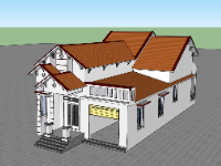 Mẫu sketchup thiết kế nhà cấp 4 kích thước 8.5x17.5m