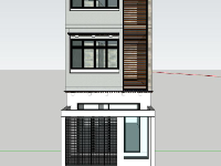 Mẫu sketchup thiết kế nhà phố 3 tầng 4.5x9.5m