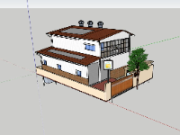 Mẫu sketchup văn phòng 2 tầng 12.8x10.5m