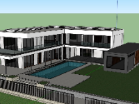 Mẫu Sketchup villa 2 tầng hiện đại