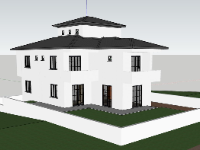 Mẫu sketchup villa 2 tầng mái nhật 9x14m
