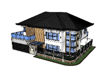 biệt thự 2 tầng,su biệt thự,sketchup biệt thự