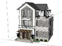 biệt thự 3 tầng mái nhật,sketchup biệt thự,biệt thự 3 tầng,su biệt thự