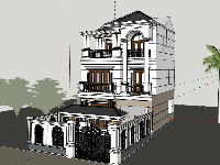 biệt thự hiện đại 3 tầng,model sketchup biệt thự 3 tầng,phối cảnh biệt thự 3 tầng