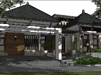 biệt thự 1 tầng,sketchup biệt thự 1 tầng,Mẫu thiết kế tầng 1