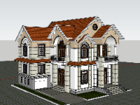 Mẫu thiết kế biệt thự 2 tầng mái nhật sketchup