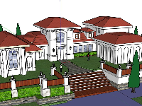 thiết kế biệt thự 2 tầng,biệt thự vườn 2 tầng,sketchup biệt thự nhà vườn,phối cảnh biệt thự nhà vườn