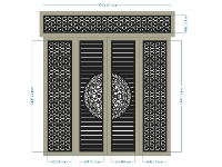 Mẫu thiết kế cổng 4 cánh trống đồng bông tuyết dxf
