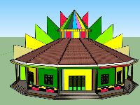 Mẫu thiết kế nhà hội trường 100 chỗ hình quạt sketchup
