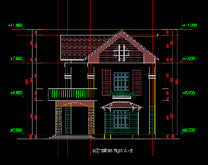 Mẫu thiết kế nhà mái thái bằng Autocad