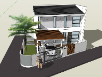 nhà phố 2 tầng,model sketchup nhà phố 2 tầng,mẫu nhà phố 2 tầng đẹp