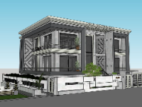 sketchup nhà trụ sở,nhà trụ sở sketchup,file su nhà trụ sở