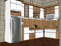 Mẫu thiết kế nội thất phòng bếp đơn giản sketchup