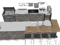 nội thất phòng bếp,phòng bếp model su,sketchup nội thất phòng bếp