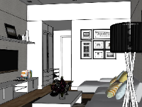Mẫu thiết kế nội thất phòng khách sketchup