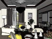 thiết kế phòng khách,sketchup nội thất phòng khách,mẫu sketchup phòng khách,thiết kế phòng khách hiện đại