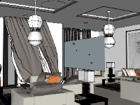 Mẫu thiết kế phòng khách sketchup