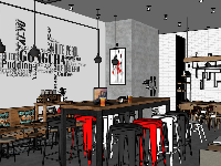 Mẫu thiết kế quán đồ uống Gong Cha file sketchup