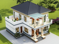 Mẫu thiết kế revit biệt thự 2 tầng mái Nhật 12x13m(đầy đủ hồ sơ trình bày)