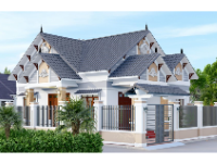 Mẫu thiết kế revit nhà vườn 1 tầng mái Thái siêu đẹp 10x13m