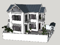 Mẫu thiết kế sketchup biệt thự 2 tầng 10x13m