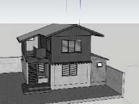 Mẫu thiết kế sketchup biệt thự 2 tầng 7.6x8.3m