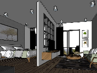 sketchup nội thất căn hộ,sketchup nội thất phòng khách,nội thất phòng ngủ su