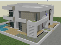 villa 2 tầng,mẫu sketchup biệt thự 2 tầng,dựng file su biệt thự 2 tầng