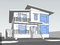 Miễn phí Biệt thự 2 tầng 9.6x14.8m file sketchup