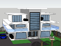 Miễn phí Biệt thự 3 tầng 19x20m file sketchup