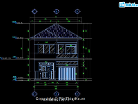 Miễn phí file autocad Biệt thự 2 tầng mái Nhật 8x20m 