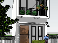 Miễn phí mẫu nhà phố 2 tầng 4x14.4m file sketchup