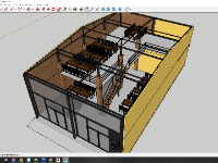 Miễn phí model sketchup nhà tiền chế có bố trí nội thất quán ăn 10x17.5m