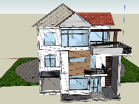 biệt thự 3 tầng,mẫu biệt thự 3 tầng,file su biệt thự 3 tầng,sketchup biệt thự