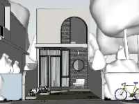 dựng su nhà phố 2 tầng,nhà phố 2 tầng sketchup,model sketchup nhà phố 2 tầng