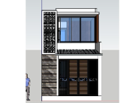 Miễn phí tải mẫu nhà phố 2 tầng sketchup