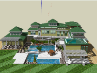 Model 3d dựng Khu nghỉ dưỡng 3 tầng hiện đại khổ đất 45x56m