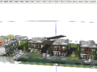 Model 3D dựng ngoại cảnh khu resort nghỉ dưỡng 76x39m